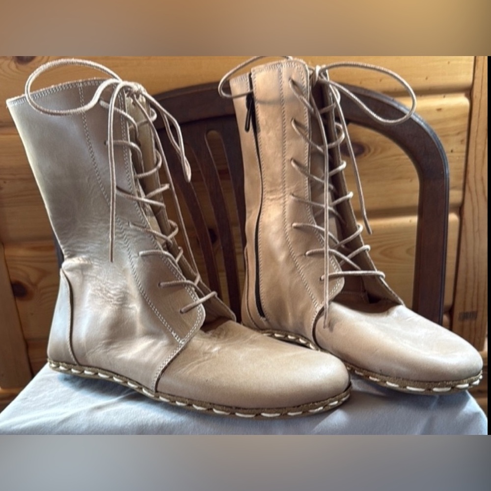 Atlantis Tan Barefoot High Ankle Boots Size EU 39